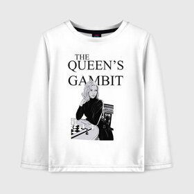 Детский лонгслив хлопок с принтом the queens gambit в Санкт-Петербурге, 100% хлопок | круглый вырез горловины, полуприлегающий силуэт, длина до линии бедер | Тематика изображения на принте: the queens gambit | нетфликс | сериал | ход королевы