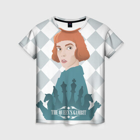Женская футболка 3D с принтом ход королевы в Санкт-Петербурге, 100% полиэфир ( синтетическое хлопкоподобное полотно) | прямой крой, круглый вырез горловины, длина до линии бедер | the queens gambit | нетфликс | сериал | ход королевы