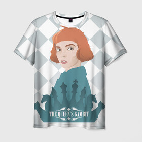 Мужская футболка 3D с принтом ход королевы в Санкт-Петербурге, 100% полиэфир | прямой крой, круглый вырез горловины, длина до линии бедер | the queens gambit | нетфликс | сериал | ход королевы