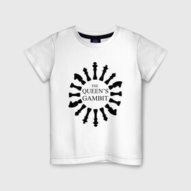 Детская футболка хлопок с принтом ход королевы в Санкт-Петербурге, 100% хлопок | круглый вырез горловины, полуприлегающий силуэт, длина до линии бедер | the queens gambit | нетфликс | сериал | ход королевы