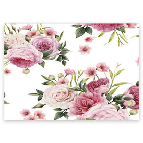 Поздравительная открытка с принтом Розовые розы в Санкт-Петербурге, 100% бумага | плотность бумаги 280 г/м2, матовая, на обратной стороне линовка и место для марки
 | Тематика изображения на принте: pink | rose | букет | розовое настроение | цветы