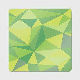 Магнит виниловый Квадрат с принтом green faces в Санкт-Петербурге, полимерный материал с магнитным слоем | размер 9*9 см, закругленные углы | абстракция | грани | минимализм | орнаменты | текстуры | треугольник | узоры