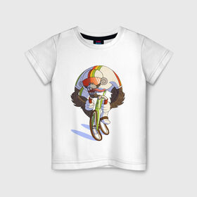Детская футболка хлопок с принтом Безумный велосипедист в Санкт-Петербурге, 100% хлопок | круглый вырез горловины, полуприлегающий силуэт, длина до линии бедер | арт | велосипед | велосипедист | обезьяна | рисунок | спортсмен