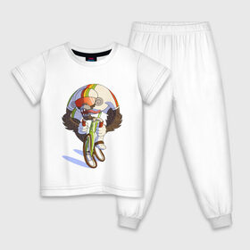 Детская пижама хлопок с принтом Безумный велосипедист в Санкт-Петербурге, 100% хлопок |  брюки и футболка прямого кроя, без карманов, на брюках мягкая резинка на поясе и по низу штанин
 | арт | велосипед | велосипедист | обезьяна | рисунок | спортсмен