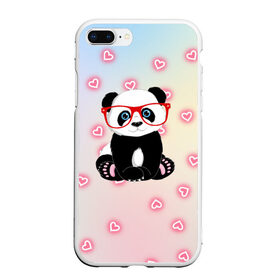 Чехол для iPhone 7Plus/8 Plus матовый с принтом Милая пандочка в Санкт-Петербурге, Силикон | Область печати: задняя сторона чехла, без боковых панелей | маленькая панда | маленькая пандочк | милая панда | милая пандочка | панда | панда в красных очках | панда в очках | панда очки | панда сердечки | панда сердце | пандочка | пандочка в красных очках