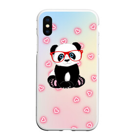 Чехол для iPhone XS Max матовый с принтом Милая пандочка в Санкт-Петербурге, Силикон | Область печати: задняя сторона чехла, без боковых панелей | Тематика изображения на принте: маленькая панда | маленькая пандочк | милая панда | милая пандочка | панда | панда в красных очках | панда в очках | панда очки | панда сердечки | панда сердце | пандочка | пандочка в красных очках