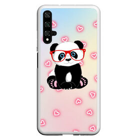 Чехол для Honor 20 с принтом Милая пандочка в Санкт-Петербурге, Силикон | Область печати: задняя сторона чехла, без боковых панелей | маленькая панда | маленькая пандочк | милая панда | милая пандочка | панда | панда в красных очках | панда в очках | панда очки | панда сердечки | панда сердце | пандочка | пандочка в красных очках