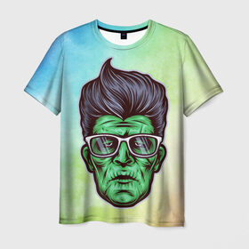 Мужская футболка 3D с принтом Пресли в Санкт-Петербурге, 100% полиэфир | прямой крой, круглый вырез горловины, длина до линии бедер | Тематика изображения на принте: арт | графика | зомби | пресли | элвис