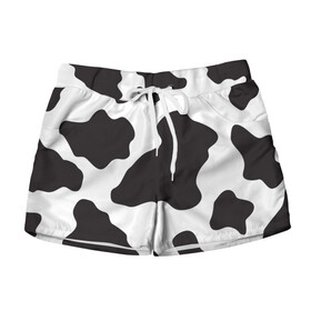 Женские шорты 3D с принтом корова в Санкт-Петербурге, 100% полиэстер | прямой крой, два кармана без застежек по бокам. Мягкая трикотажная резинка на поясе, внутри которой широкие завязки. Длина до середины бедра | животные | корова | пятна
