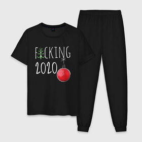 Мужская пижама хлопок с принтом F*cking 2020 в Санкт-Петербурге, 100% хлопок | брюки и футболка прямого кроя, без карманов, на брюках мягкая резинка на поясе и по низу штанин
 | Тематика изображения на принте: 