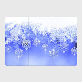 Магнитный плакат 3Х2 с принтом Новогоднее в Санкт-Петербурге, Полимерный материал с магнитным слоем | 6 деталей размером 9*9 см | год | елка | иней | новый | рождество | снежинки