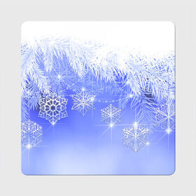 Магнит виниловый Квадрат с принтом Новогоднее в Санкт-Петербурге, полимерный материал с магнитным слоем | размер 9*9 см, закругленные углы | год | елка | иней | новый | рождество | снежинки