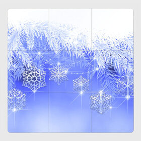 Магнитный плакат 3Х3 с принтом Новогоднее в Санкт-Петербурге, Полимерный материал с магнитным слоем | 9 деталей размером 9*9 см | год | елка | иней | новый | рождество | снежинки