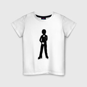 Детская футболка хлопок с принтом Конькобежец в Санкт-Петербурге, 100% хлопок | круглый вырез горловины, полуприлегающий силуэт, длина до линии бедер | коньки | конькобежец | лед | фигурист | фигуристка | фитнес