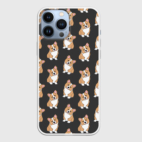 Чехол для iPhone 13 Pro Max с принтом Корги малыши в Санкт-Петербурге,  |  | baby | corgi | dog | kawaii | pattern | вельш корги | девочкам | детям | животные | каваи | корги | лапки | малыш | мальчикам | много собак | мордочка | мультяшный | персик | пес | песик | питомец | подарок | пушистый