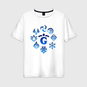 Женская футболка хлопок Oversize с принтом GENSHIN IMPACT в Санкт-Петербурге, 100% хлопок | свободный крой, круглый ворот, спущенный рукав, длина до линии бедер
 | game | genshin impact | genshin impact 2020 | аниме. | геншин импакт | геншин импакт карта | игра