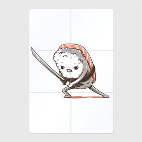 Магнитный плакат 2Х3 с принтом Самурай-суши в Санкт-Петербурге, Полимерный материал с магнитным слоем | 6 деталей размером 9*9 см | Тематика изображения на принте: арт | еда | катана | рис | рисунок | ролл | рыба | суши | япония | японская еда