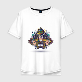 Мужская футболка хлопок Oversize с принтом Тутанхамон в Санкт-Петербурге, 100% хлопок | свободный крой, круглый ворот, “спинка” длиннее передней части | арт | всевидящее око | глаз | египет | рисунок | рога | тутанхамон | хипстер