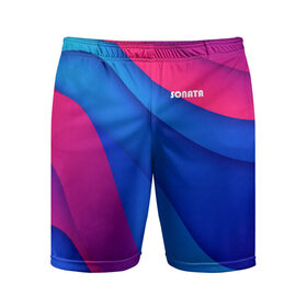 Мужские шорты спортивные с принтом SONATA в Санкт-Петербурге,  |  | абстракция | брендовая надпись | волны | градиент | мягкие цвета