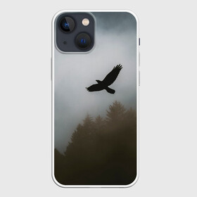 Чехол для iPhone 13 mini с принтом Орёл над лесом в Санкт-Петербурге,  |  | bird | dark | fog | forest | heaven | jh k | ktc | sky | texture | деревья | животные | лес | небо | орел | природа | птица | птицы | текстуры | тёмный лес | туман