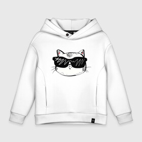 Детское худи Oversize хлопок с принтом COOL CAT в Санкт-Петербурге, френч-терри — 70% хлопок, 30% полиэстер. Мягкий теплый начес внутри —100% хлопок | боковые карманы, эластичные манжеты и нижняя кромка, капюшон на магнитной кнопке | Тематика изображения на принте: cat | киса | киска | кот | коты | котяра | кошечка | кошка | ленивец | лиса | лисичка | очки | панда | с кисой | с котом | с кошечкой | собака