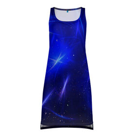 Платье-майка 3D с принтом Космический вихрь в Санкт-Петербурге, 100% полиэстер | полуприлегающий силуэт, широкие бретели, круглый вырез горловины, удлиненный подол сзади. | cosmos | астрономия | звезда | звезды | космос | синий блик