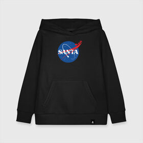 Детская толстовка хлопок с принтом SANTA \ NASA. в Санкт-Петербурге, 100% хлопок | Круглый горловой вырез, эластичные манжеты, пояс, капюшен | Тематика изображения на принте: 