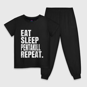 Детская пижама хлопок с принтом EAT SLEEP PENTAKILL REPEAT в Санкт-Петербурге, 100% хлопок |  брюки и футболка прямого кроя, без карманов, на брюках мягкая резинка на поясе и по низу штанин
 | ahri | akali | ashe | carry | darius | draven | eat | eat sleep pentakill repeat | ezreal | fizz | galio | game | garen | jax | jhin | jinx | kill | league of legends | lol | penta | pentakill | repeat | sleep | игра |