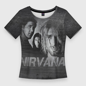 Женская футболка 3D Slim с принтом Нирвана в Санкт-Петербурге,  |  | kurt cobain | nirvana | rock | курт кобейн | нирвана | рок