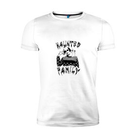 Мужская футболка хлопок Slim с принтом Haunted Family в Санкт-Петербурге, 92% хлопок, 8% лайкра | приталенный силуэт, круглый вырез ворота, длина до линии бедра, короткий рукав | haunted family | kizaru | исполнитель | кизару | музыка | репер | рэп | хип хоп