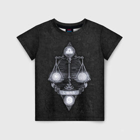 Детская футболка 3D с принтом ВЕСЫ в Санкт-Петербурге, 100% гипоаллергенный полиэфир | прямой крой, круглый вырез горловины, длина до линии бедер, чуть спущенное плечо, ткань немного тянется | libra | астрология | весы | знак зодиака | надппись