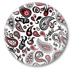 Значок с принтом Молекулярный рисунок в Санкт-Петербурге,  металл | круглая форма, металлическая застежка в виде булавки | арт | белый | биология | красный | молекула | рисунок | чёрный