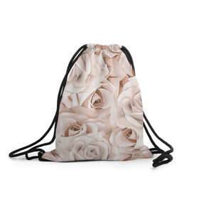 Рюкзак-мешок 3D с принтом Элегантность в Санкт-Петербурге, 100% полиэстер | плотность ткани — 200 г/м2, размер — 35 х 45 см; лямки — толстые шнурки, застежка на шнуровке, без карманов и подкладки | беж | нежно | пастельный | роза | цветок | элегантно