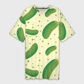 Платье-футболка 3D с принтом Огурчики в Санкт-Петербурге,  |  | арт | еда | лето | овощ | овощи | огурец | огурцы | огурчик | огурчики | рисунок