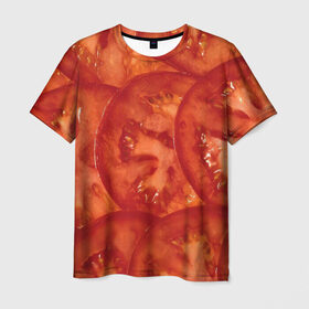 Мужская футболка 3D с принтом Помидорки в Санкт-Петербурге, 100% полиэфир | прямой крой, круглый вырез горловины, длина до линии бедер | арт | еда | лето | овощ | овощи | помидор | помидорки | помидоры | рисунок | томат | томаты