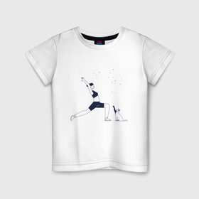 Детская футболка хлопок с принтом Магия утра в Санкт-Петербурге, 100% хлопок | круглый вырез горловины, полуприлегающий силуэт, длина до линии бедер | fitness | yoga. | девушка | дом | заряд на весь день | зарядка | йога | кошка | утро | фитнес | хорошее настроение