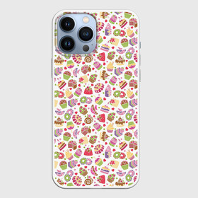 Чехол для iPhone 13 Pro Max с принтом Сладкий рай в Санкт-Петербурге,  |  | berries | cake | cherry | cream | croissant | cupcake | donut | heart | jelly | pancake | raspberry | roll | rose | strawberry | вишня | желе | кекс | клубника | крем | круассан | малина | панкейк | пирожное | пончик | розочка | рулет | сердце | торт | яг