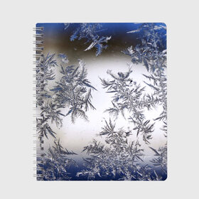 Тетрадь с принтом Морозная свежесть в Санкт-Петербурге, 100% бумага | 48 листов, плотность листов — 60 г/м2, плотность картонной обложки — 250 г/м2. Листы скреплены сбоку удобной пружинной спиралью. Уголки страниц и обложки скругленные. Цвет линий — светло-серый
 | зима | зимний узор | мороз | морозный узор | узор