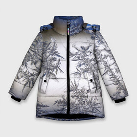 Зимняя куртка для девочек 3D с принтом Морозная свежесть в Санкт-Петербурге, ткань верха — 100% полиэстер; подклад — 100% полиэстер, утеплитель — 100% полиэстер. | длина ниже бедра, удлиненная спинка, воротник стойка и отстегивающийся капюшон. Есть боковые карманы с листочкой на кнопках, утяжки по низу изделия и внутренний карман на молнии. 

Предусмотрены светоотражающий принт на спинке, радужный светоотражающий элемент на пуллере молнии и на резинке для утяжки. | Тематика изображения на принте: зима | зимний узор | мороз | морозный узор | узор
