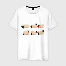 Мужская футболка хлопок с принтом Этикетки Рождественские в Санкт-Петербурге, 100% хлопок | прямой крой, круглый вырез горловины, длина до линии бедер, слегка спущенное плечо. | 