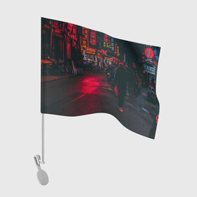 Флаг для автомобиля с принтом Неоновая япония в Санкт-Петербурге, 100% полиэстер | Размер: 30*21 см | страны | утопия | япония