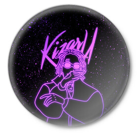 Значок с принтом KIZARU в Санкт-Петербурге,  металл | круглая форма, металлическая застежка в виде булавки | haunted family | kizaru | kizaru   haunted family | rap | кизару | рэп | хип хоп