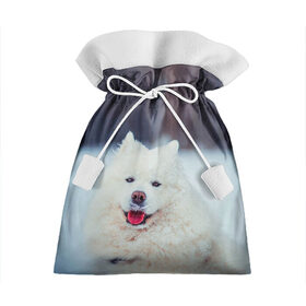 Подарочный 3D мешок с принтом САМОЕД в Санкт-Петербурге, 100% полиэстер | Размер: 29*39 см | Тематика изображения на принте: animals | dog | winter | домашние | друг | животные | звери | зима | лайка | пес | песель | природа | пушистый | самоед | собаки | собачка | хаски