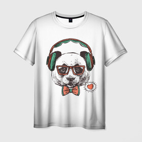 Мужская футболка 3D с принтом ХИПСТЕР ПАНДА в Санкт-Петербурге, 100% полиэфир | прямой крой, круглый вырез горловины, длина до линии бедер | alter ego | always be yourself | be positive | fashion | heart | hipster | диджей | животные | наушники | очки | панда | панда диджей | сердечко | сердце | фанат музыки | хипстер | я есть стиль