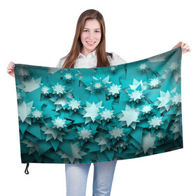 Флаг 3D с принтом Звездочки в Санкт-Петербурге, 100% полиэстер | плотность ткани — 95 г/м2, размер — 67 х 109 см. Принт наносится с одной стороны | голубая звезда | звезда | звездный | звездочки | паттерн звезды | шестиконечная звезда