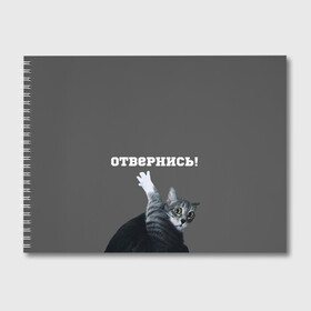 Альбом для рисования с принтом Отвернись! в Санкт-Петербурге, 100% бумага
 | матовая бумага, плотность 200 мг. | cat | кот | смущение