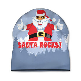 Шапка 3D с принтом Santa Rocks в Санкт-Петербурге, 100% полиэстер | универсальный размер, печать по всей поверхности изделия | 