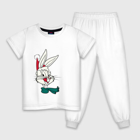 Детская пижама хлопок с принтом Bugs Bunny в Санкт-Петербурге, 100% хлопок |  брюки и футболка прямого кроя, без карманов, на брюках мягкая резинка на поясе и по низу штанин
 | looney tunes | warner bros | багз банни | безумные мелодии | веселые мелодии | ворнер | луни тюнз | луни тюнс | мультяшки | новый год