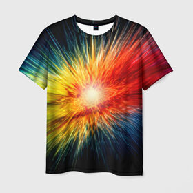 Мужская футболка 3D с принтом Взрыв красок в Санкт-Петербурге, 100% полиэфир | прямой крой, круглый вырез горловины, длина до линии бедер | 