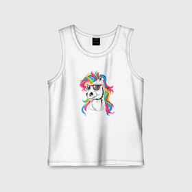 Детская майка хлопок с принтом Unicorn hipster в Санкт-Петербурге,  |  | color | cool | eyes | fashion | hipster | horn | hype | mane | muzzle | unicorn | глаза | грива | единорог | круто | мода | очки | рог | хайп | хипстер | цвет